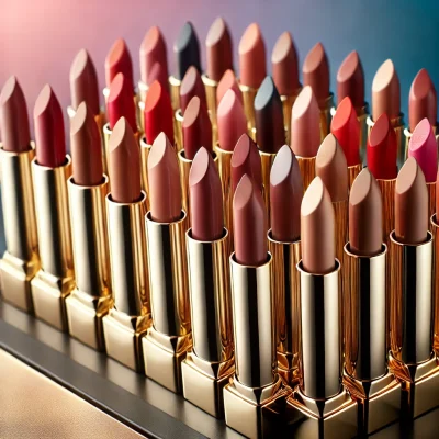 DALL·E 2024-12-31 14.02.25 – A close-up display of Maybelline lipsticks in an array of vibrant and neutral shades, arranged artistically on a sleek surface. The lipsticks are part DALL·E 2024-12-31 14.02.25 - A close-up display of Maybelline lipsticks in an array of vibrant and neutral shades, arranged artistically on a sleek surface. The lipsticks are part